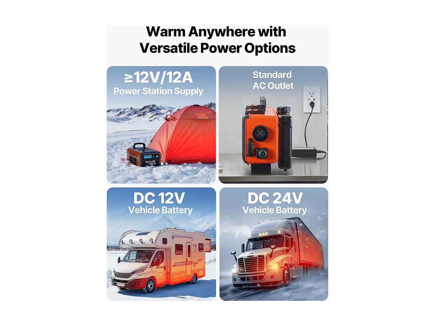 Chauffage Diesel SucceBuy 8 kW DC 12 V/24 V, Réchauffeur d'Air Diesel pour Stationnement, Tout-en-Un Portable, avec Télécommande et Écran LCD