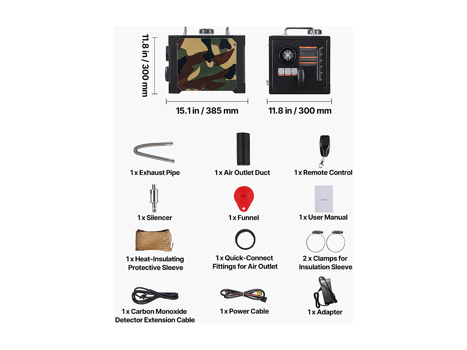 Dieselverwarmer SucceBuy 8 kW DC 12 V/24 V, Diesel Luchtverwarmer All-in-One Draagbaar, met Bluetooth App Besturing, voor Truck Camper