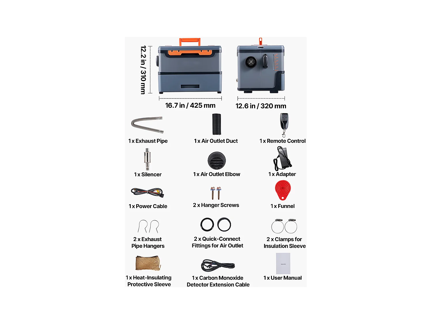 Dieselheizung SucceBuy 8 kW DC 12 V/24 V, Diesel-Luftheizung für Standheizung, Tragbar, mit Bluetooth-App-Steuerung, für LKW