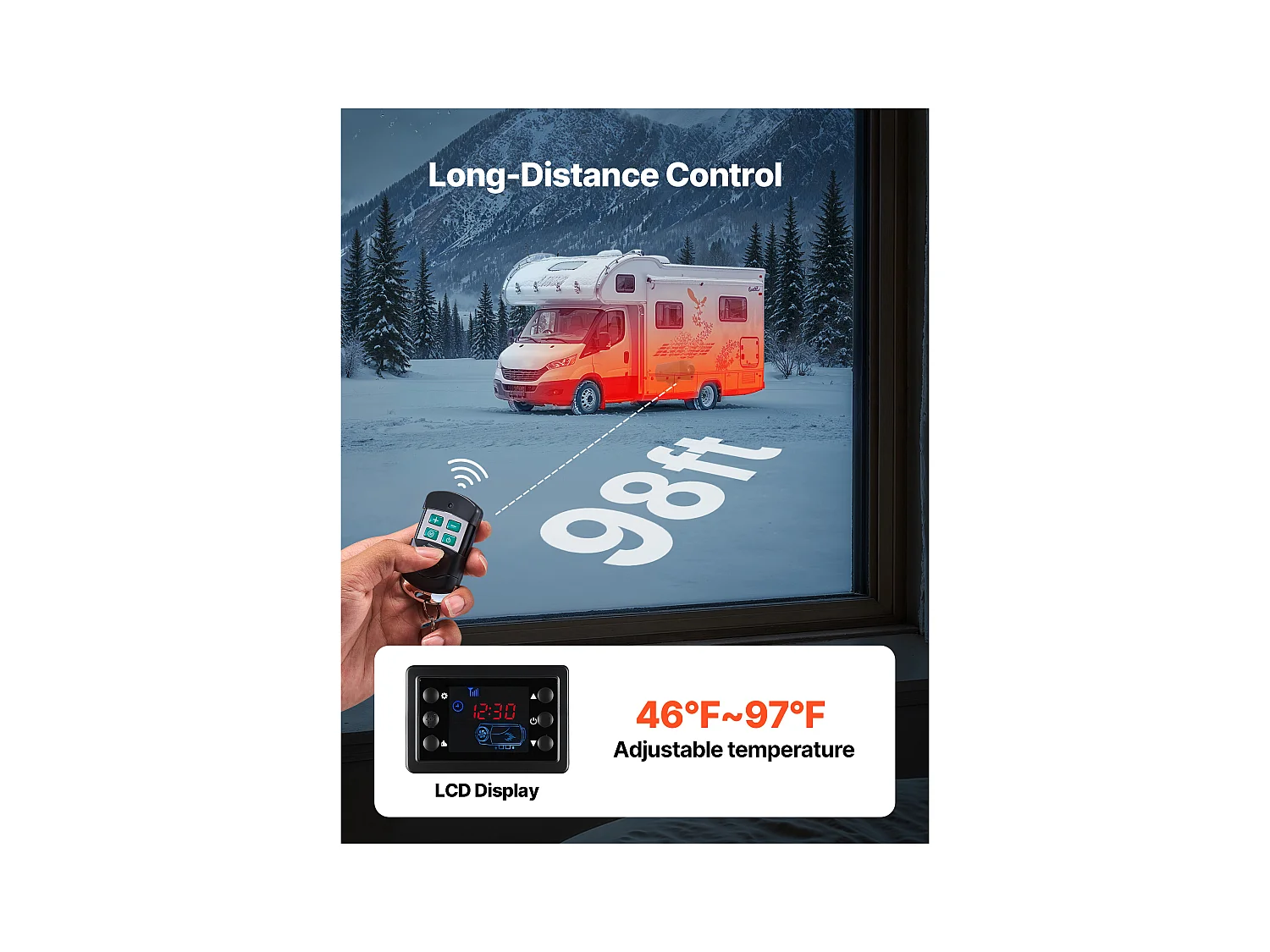 Calentador Diésel SucceBuy 8 kW DC 12 V/24 V, Calentador de Aire Diésel Portátil para Estacionamiento, con Mando a Distancia y Pantalla LCD