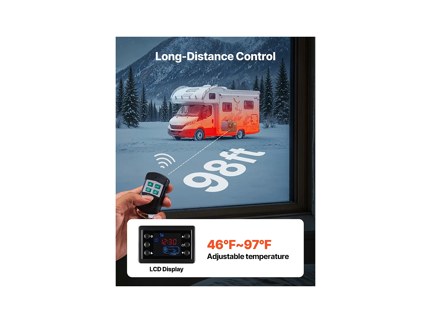 Calentador Diésel SucceBuy 8 kW DC 12 V/24 V, Calentador de Aire Diésel para Estacionamiento, Portátil Todo-en-Uno, con Mando a Distancia y Pantalla LCD, Azul