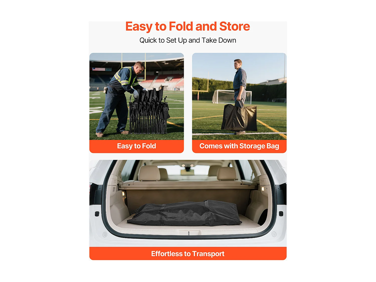 Składana Ławka SucceBuy, Przenośna, 6 Miejsc, Składana Ławka Kempingowa z Kieszeniami do Przechowywania i Torbą Transportową, do Imprez Plenerowych, Czarna