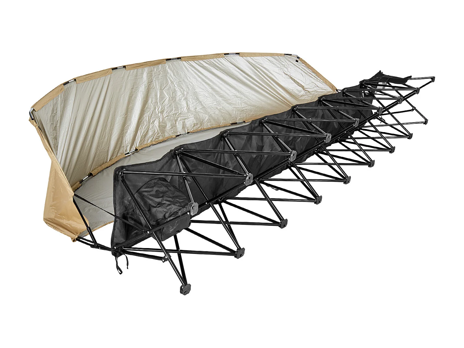 Składana Ławka SucceBuy, Przenośna, 6 Miejsc, Składana Ławka Kempingowa z Kieszeniami do Przechowywania i Torbą Transportową, do Imprez Plenerowych, Czarna