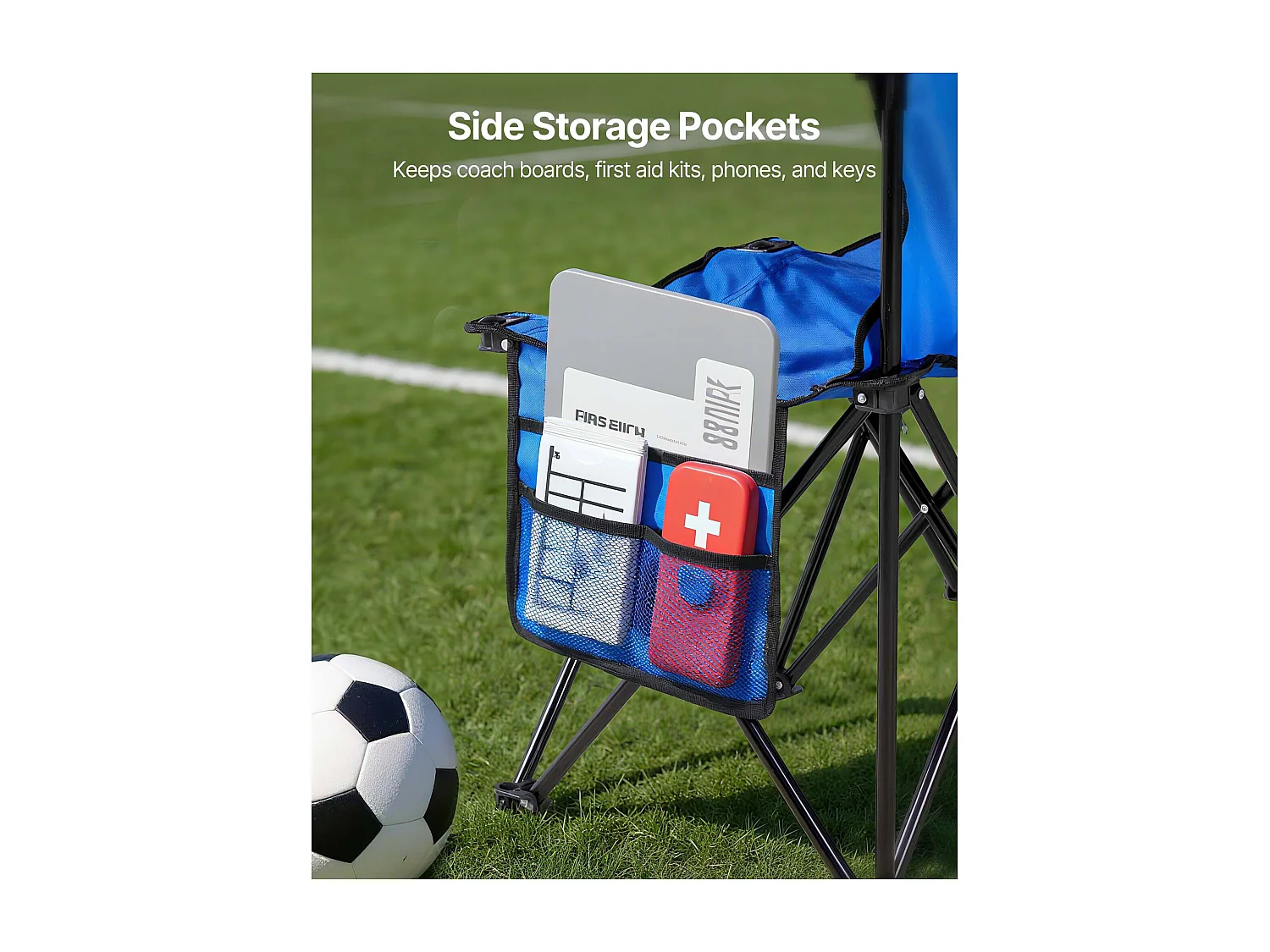 Banc Pliant SucceBuy, Portable à 8 Places, Banc de Camping Pliable avec Poches de Rangement et Sac de Transport, pour Événements en Plein Air, Bleu