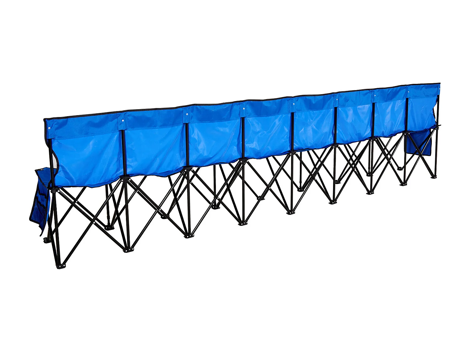Banc Pliant SucceBuy, Portable à 8 Places, Banc de Camping Pliable avec Poches de Rangement et Sac de Transport, pour Événements en Plein Air, Bleu