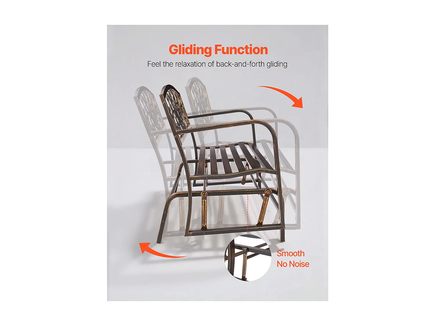 Tuinbank SucceBuy, 127 cm, Outdoorbank van Koolstofstaal met Gietijzeren Rugleuning en Armleuningen met Afgeronde Randen, Weerbestendige Outdoorbank