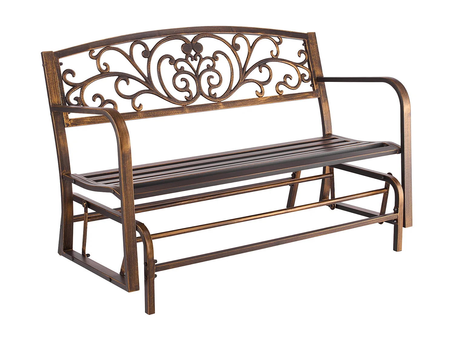 Tuinbank SucceBuy, 127 cm, Outdoorbank van Koolstofstaal met Gietijzeren Rugleuning en Armleuningen met Afgeronde Randen, Weerbestendige Outdoorbank