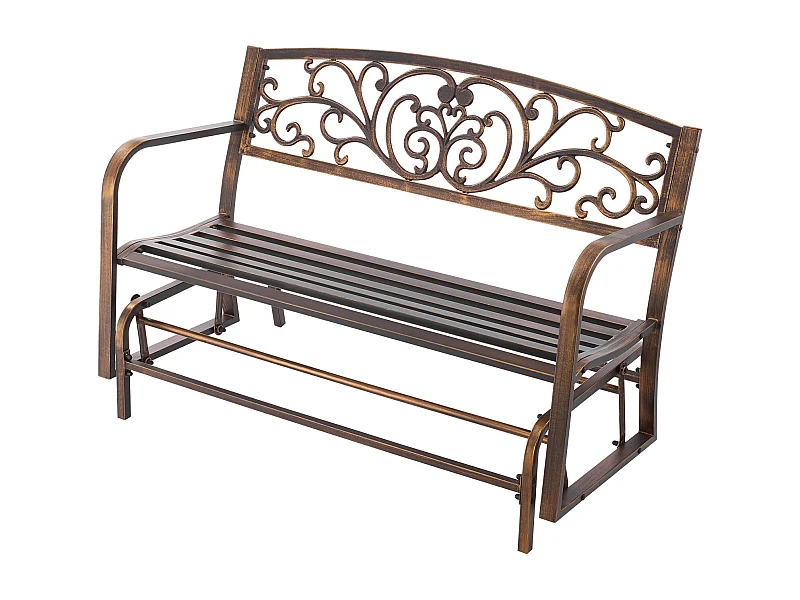 Tuinbank SucceBuy, 127 cm, Outdoorbank van Koolstofstaal met Gietijzeren Rugleuning en Armleuningen met Afgeronde Randen, Weerbestendige Outdoorbank