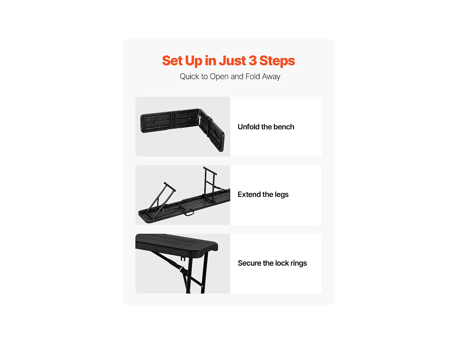 Składana Ławka SucceBuy, Przenośna, Plastikowa, 182,5 Cm, Ławka Kempingowa, z 2 Torbami Transportowymi, do Piłki Nożnej, Kempingu, Ogrodu, Czarna, 2 Sztuki