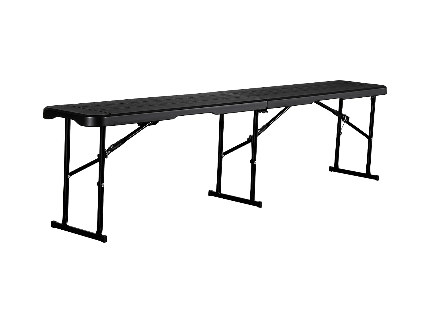 Składana Ławka SucceBuy, Przenośna, Plastikowa, 182,5 Cm, Ławka Kempingowa, z 2 Torbami Transportowymi, do Piłki Nożnej, Kempingu, Ogrodu, Czarna, 2 Sztuki