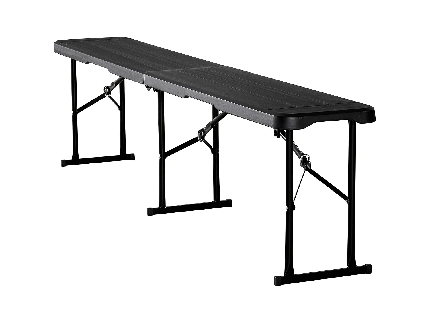 Składana Ławka SucceBuy, Przenośna, Plastikowa, 182,5 Cm, Ławka Kempingowa, z 2 Torbami Transportowymi, do Piłki Nożnej, Kempingu, Ogrodu, Czarna, 2 Sztuki