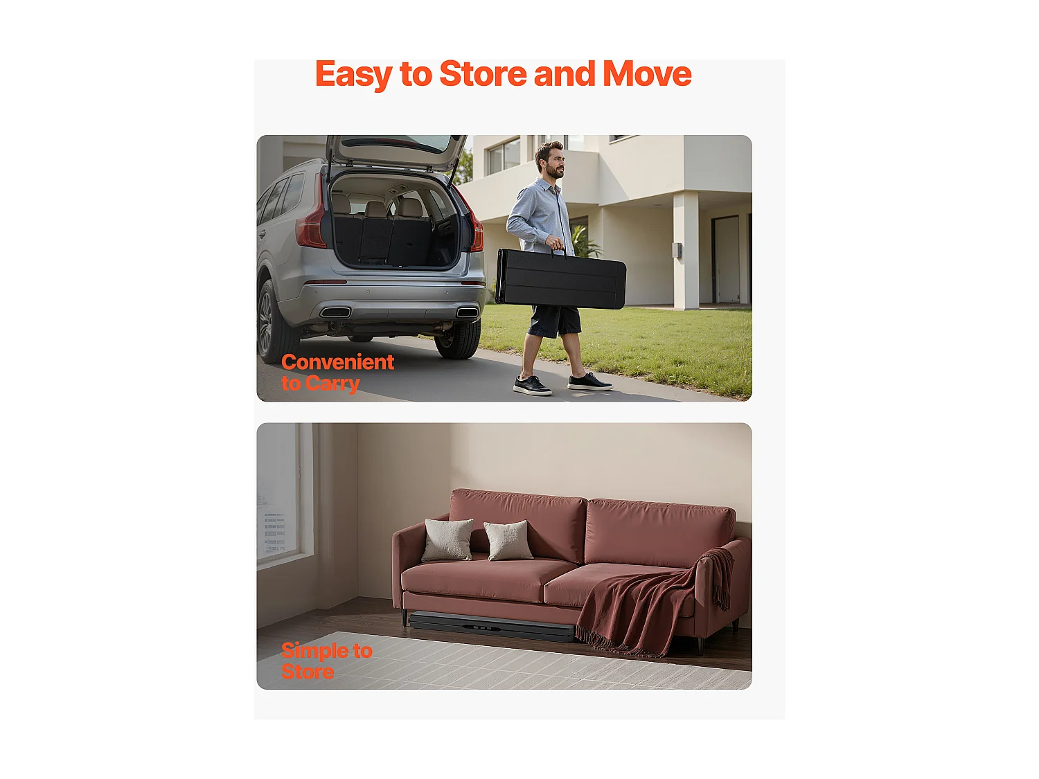 Banc Pliant SucceBuy, Portable en Plastique, 182,5 Cm, Banc de Camping, avec 2 Sacs de Transport, pour Football, Camping, Jardin, Noir, 2 Pièces