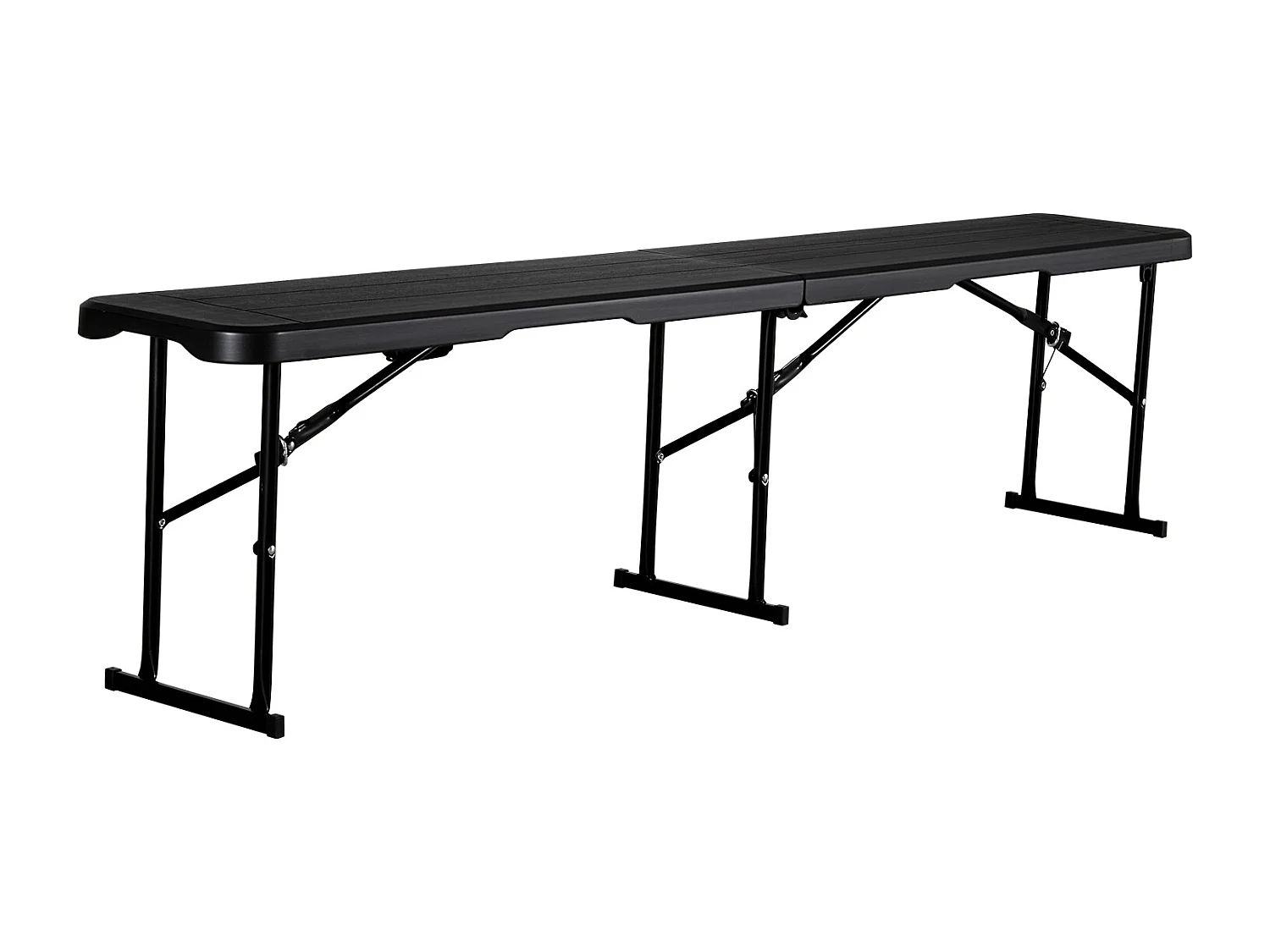 Banc Pliant SucceBuy, Portable en Plastique, 182,5 Cm, Banc de Camping, avec 2 Sacs de Transport, pour Football, Camping, Jardin, Noir, 2 Pièces