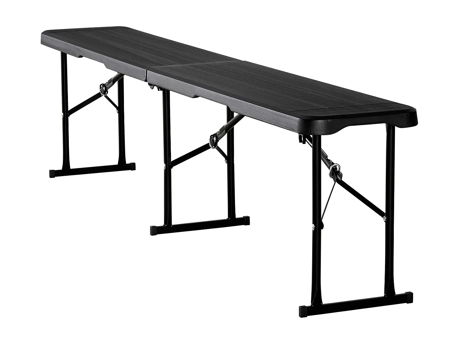 Banc Pliant SucceBuy, Portable en Plastique, 182,5 Cm, Banc de Camping, avec 2 Sacs de Transport, pour Football, Camping, Jardin, Noir, 2 Pièces