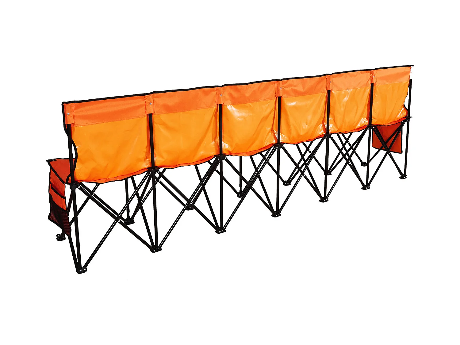 Klapbank SucceBuy, Draagbaar, 6 Zitplaatsen, Opvouwbare Campingbank met Opbergvakken en Draagtas, voor Buitenevenementen, Oranje