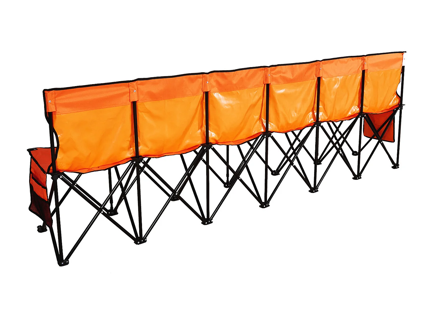 Banco Dobrável SucceBuy, Portátil com 6 Lugares, Banco de Campismo Dobrável com Bolsos de Arrumação e Saco de Transporte, para Eventos ao Ar Livre, Laranja