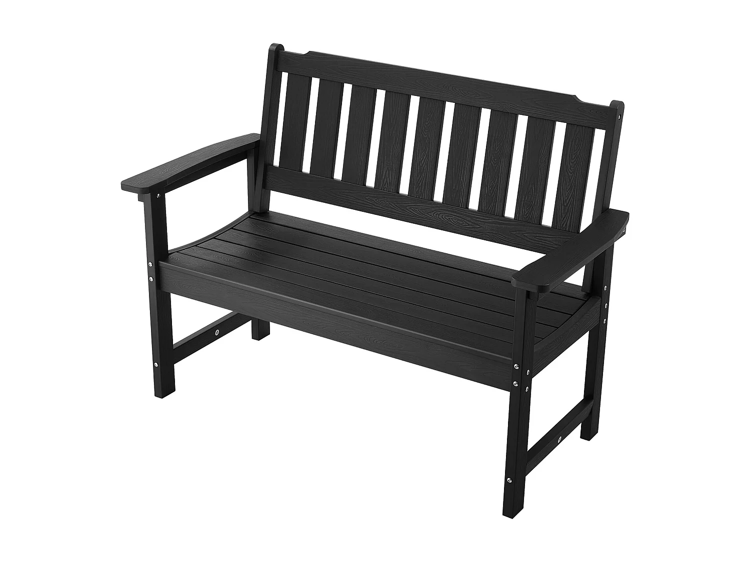 Banc de Jardin SucceBuy, 128 cm, Banquette d'Extérieur avec Capacité de Charge de 363 kg, Résistant aux Intempéries avec Dossier et Accoudoirs Larges