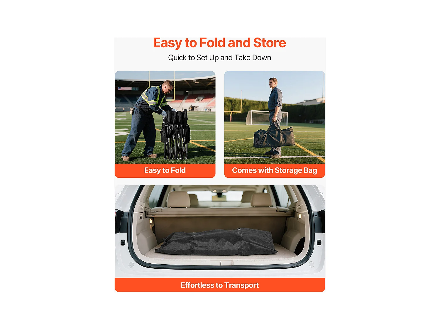 Składana Ławka SucceBuy, Przenośna, 4-osobowa, Składana Ławka Kempingowa z Kieszeniami do Przechowywania i Torbą Transportową, do Imprez Plenerowych, Czarna