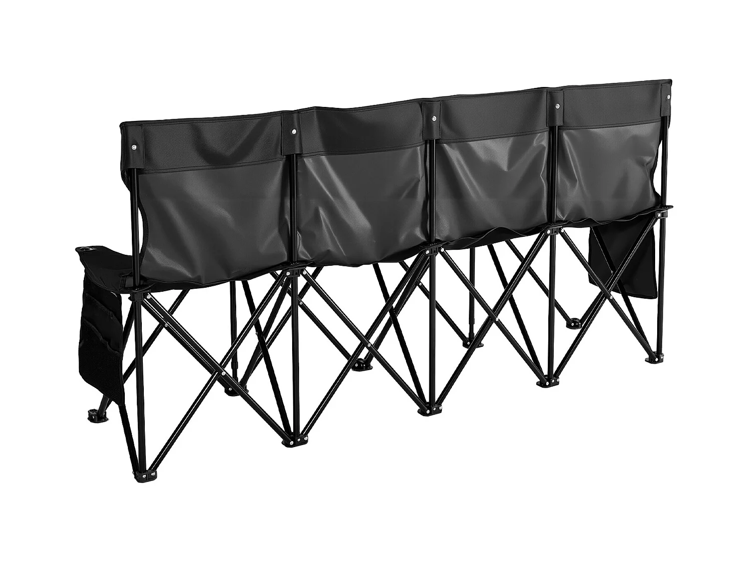 Składana Ławka SucceBuy, Przenośna, 4-osobowa, Składana Ławka Kempingowa z Kieszeniami do Przechowywania i Torbą Transportową, do Imprez Plenerowych, Czarna