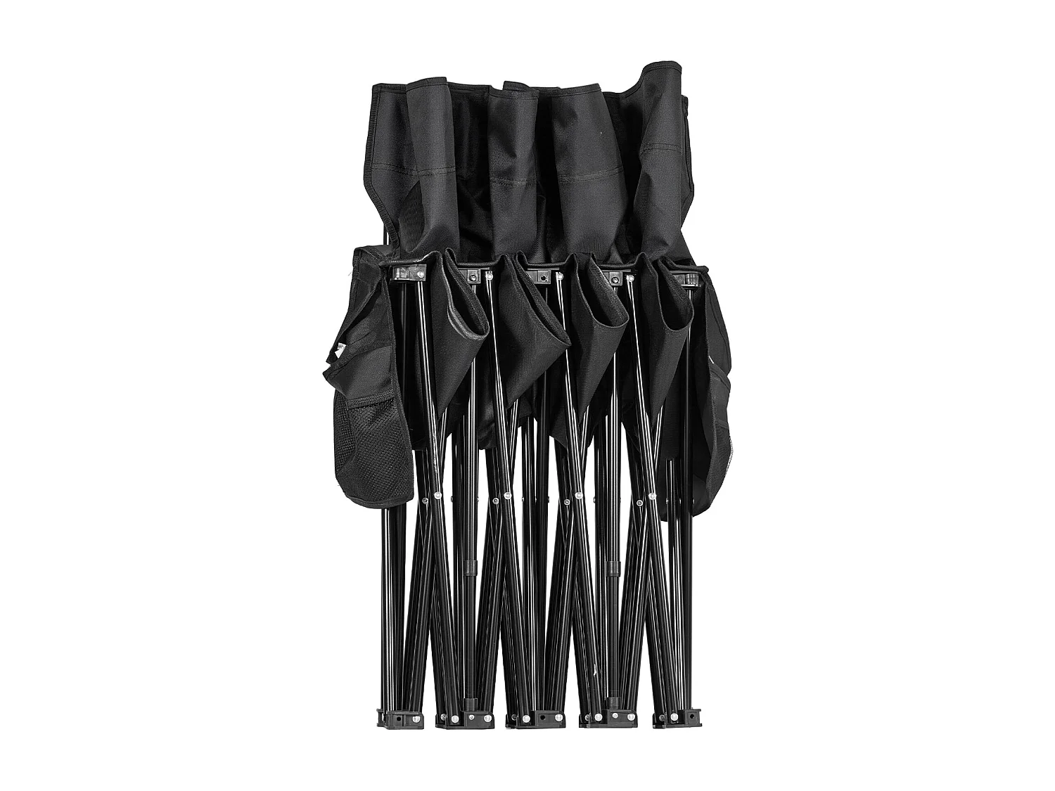 Banc Pliant SucceBuy, Portable à 4 Places, Banc de Camping Pliable avec Poches de Rangement et Sac de Transport, pour Événements en Plein Air, Noir