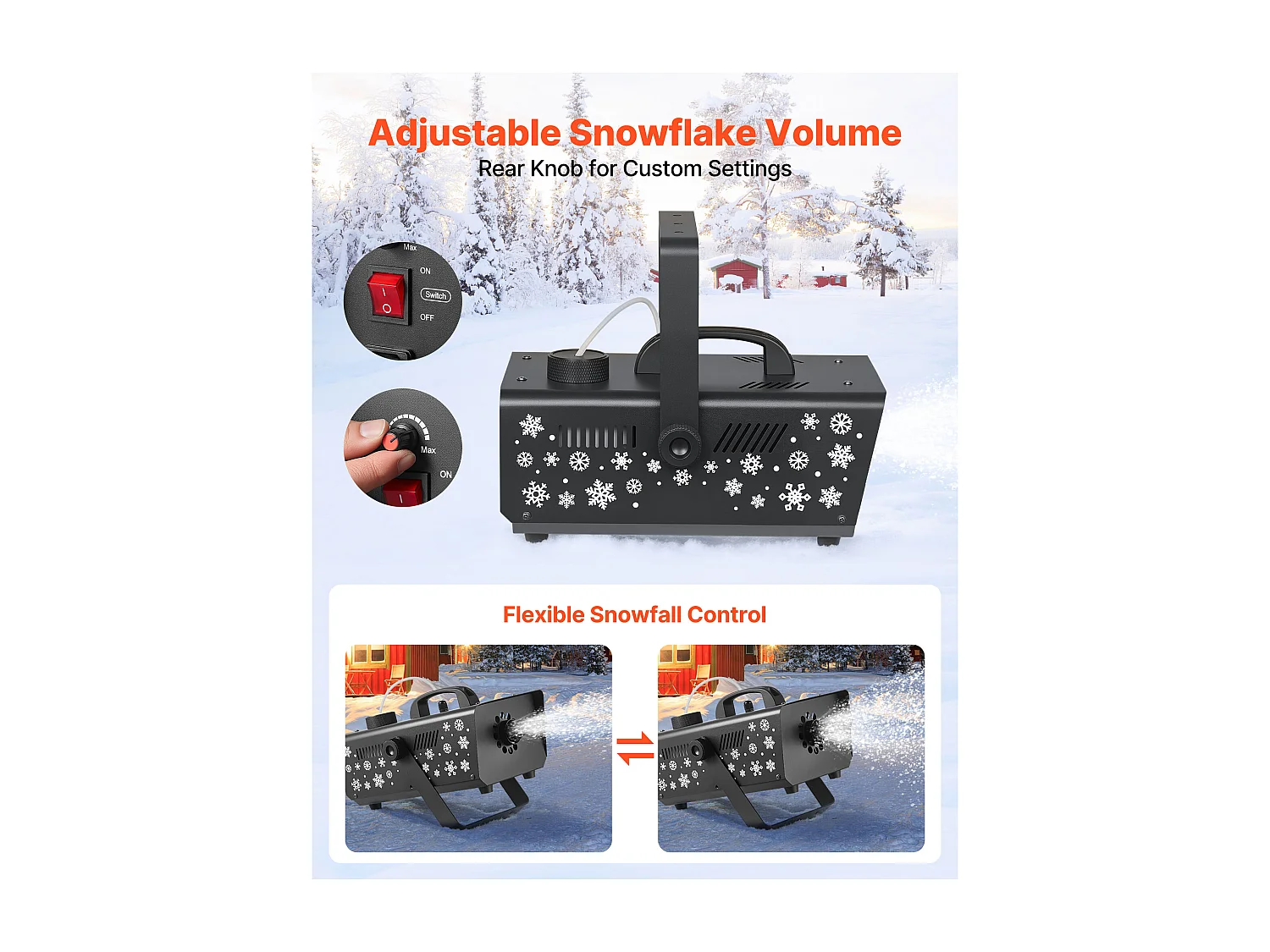 Maszyna do Śniegu SucceBuy, 650 W, Przenośny Wiszący Sztuczny Płatkośnieżarka, z Przenośną Rączką, dla DJ, Imprezy Świąteczne, Efekt Sceniczny
