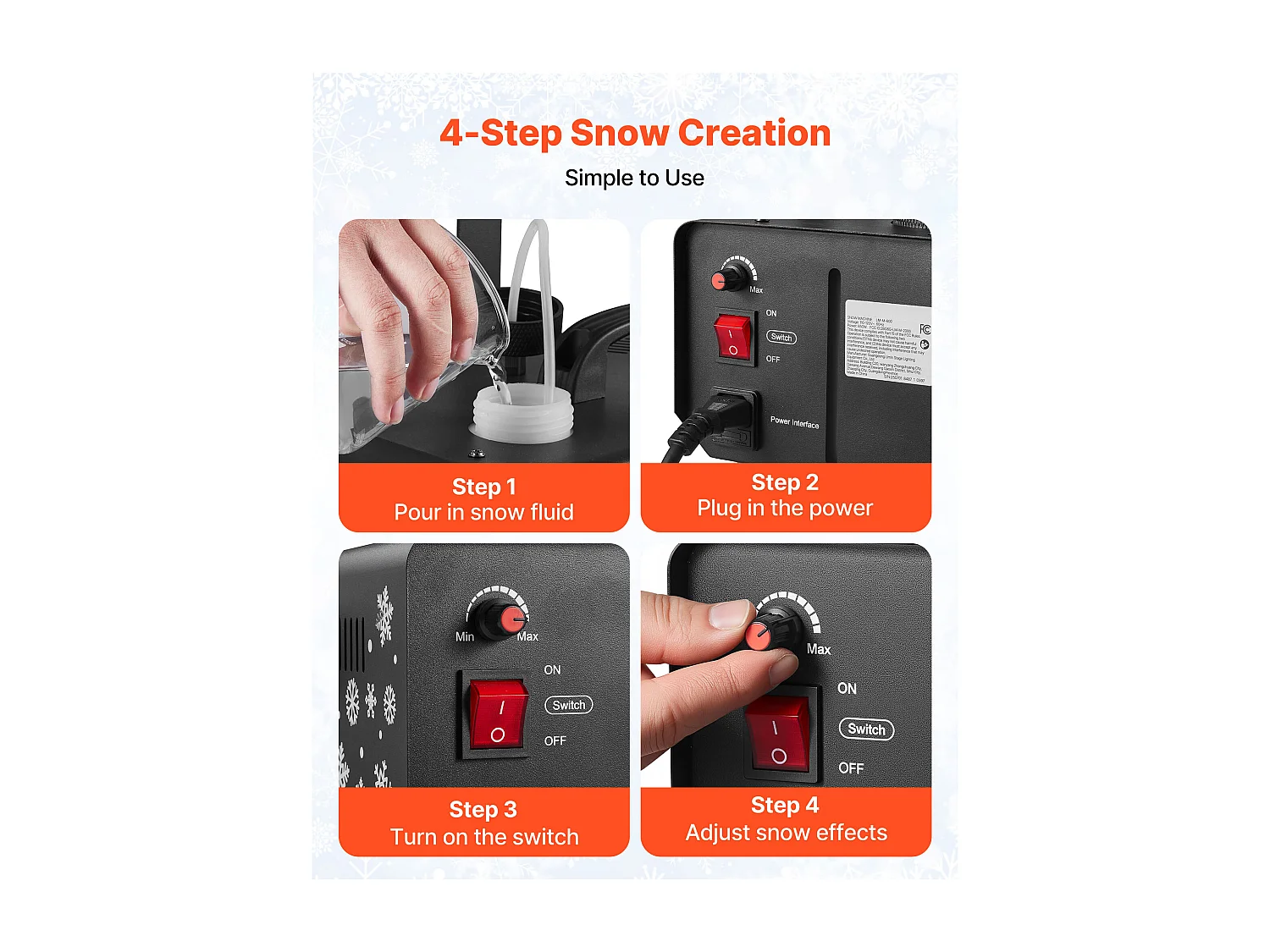 Maszyna do Śniegu SucceBuy, 650 W, Przenośny Wiszący Sztuczny Płatkośnieżarka, z Przenośną Rączką, dla DJ, Imprezy Świąteczne, Efekt Sceniczny