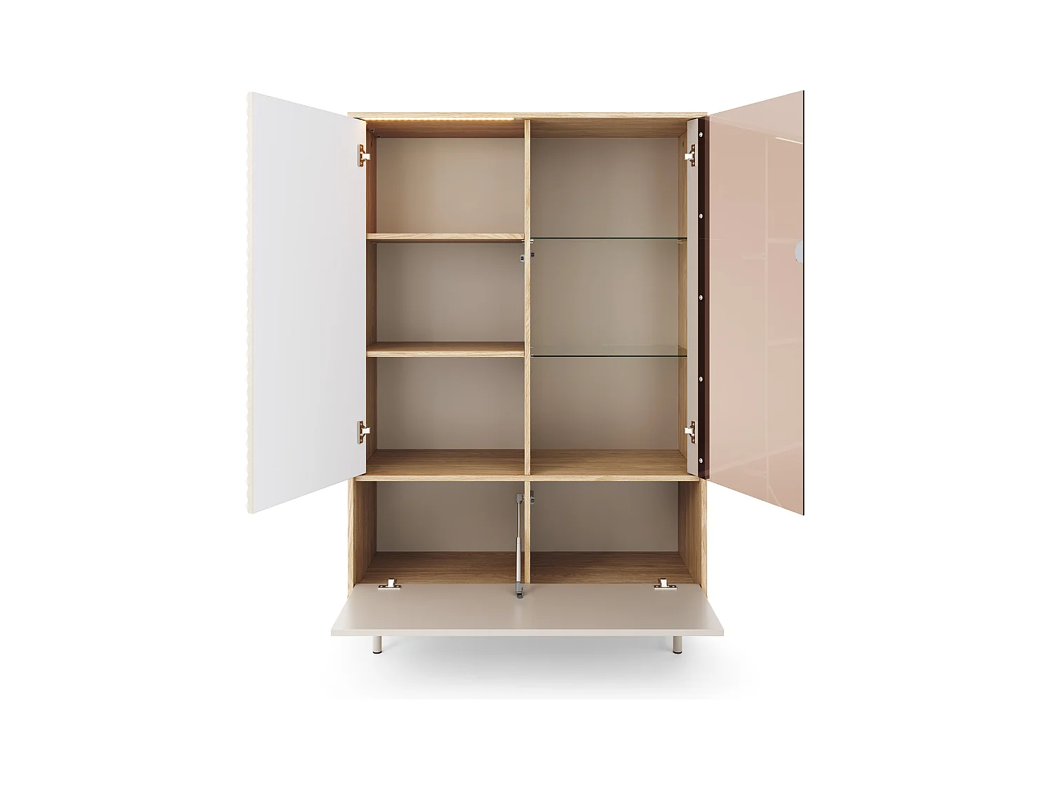 MINIO go for it, Vitrine LITA 1 mit LED-Beleuchtung, Eiche geölt/Kaschmir