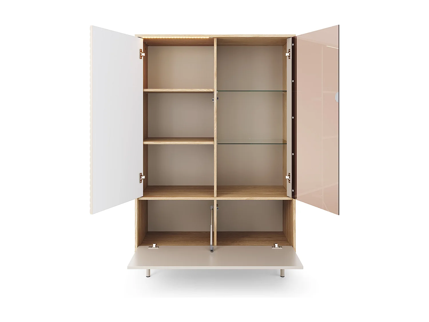 MINIO go for it, Vitrine LITA 1 avec éclairage LED, chêne huilé/cachemire