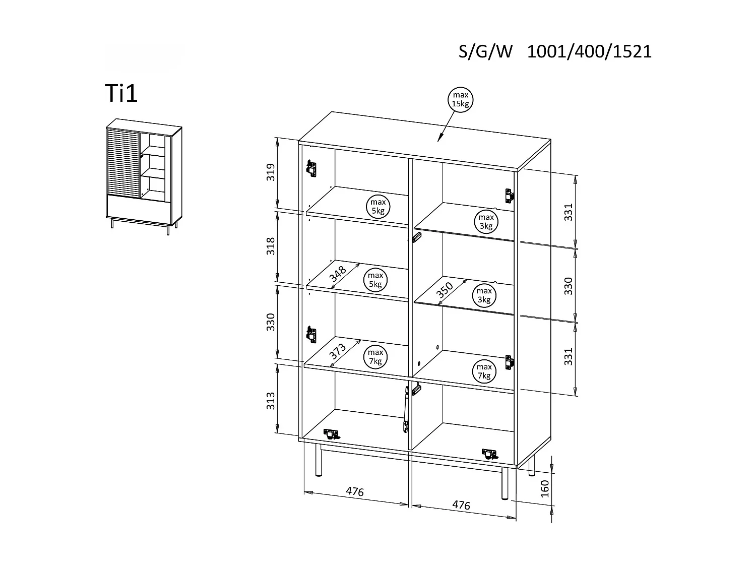 MINIO go for it, Vitrine LITA 1 avec éclairage LED, chêne huilé/cachemire
