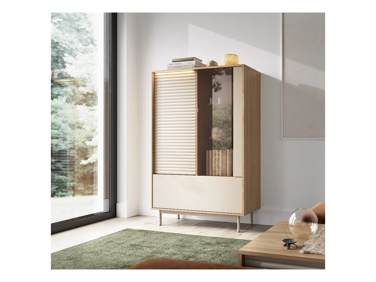 MINIO go for it, Vitrine LITA 1, Eiche geölt/Kaschmir