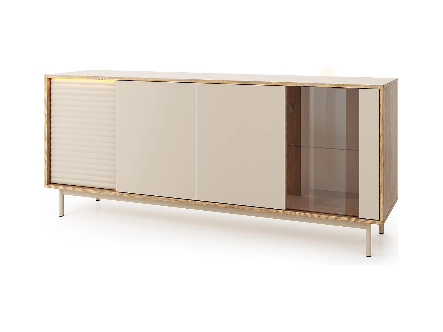 MINIO go for it, Commode LITA 2 avec vitrage, chêne huilé/cachemire