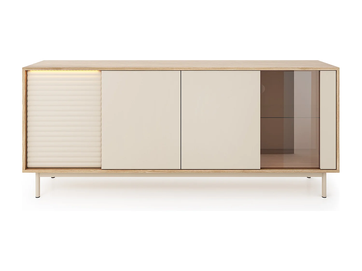 MINIO go for it, Commode LITA 2 avec vitrage, chêne huilé/cachemire