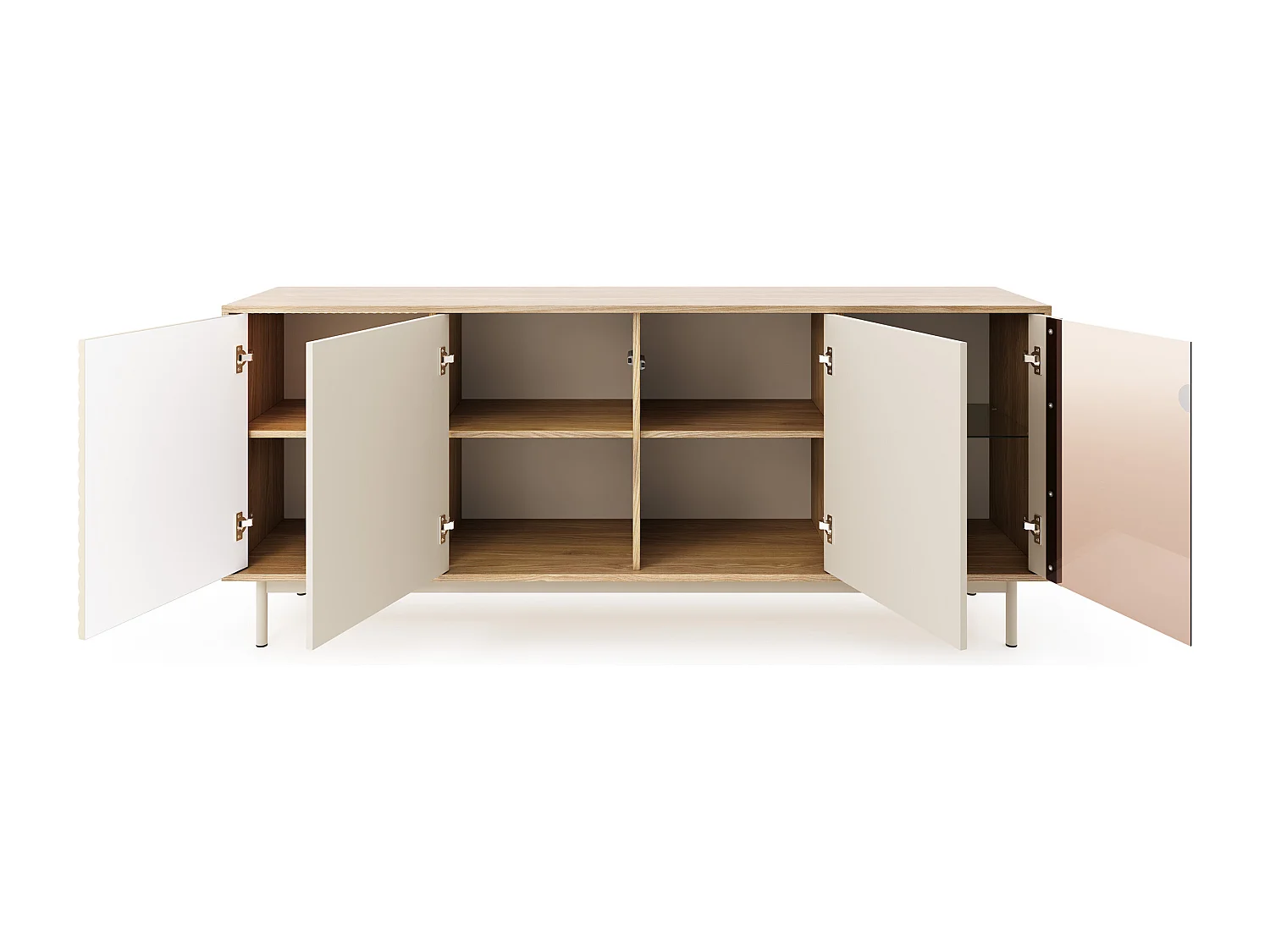 MINIO go for it, Commode LITA 2 avec vitrage, chêne huilé/cachemire