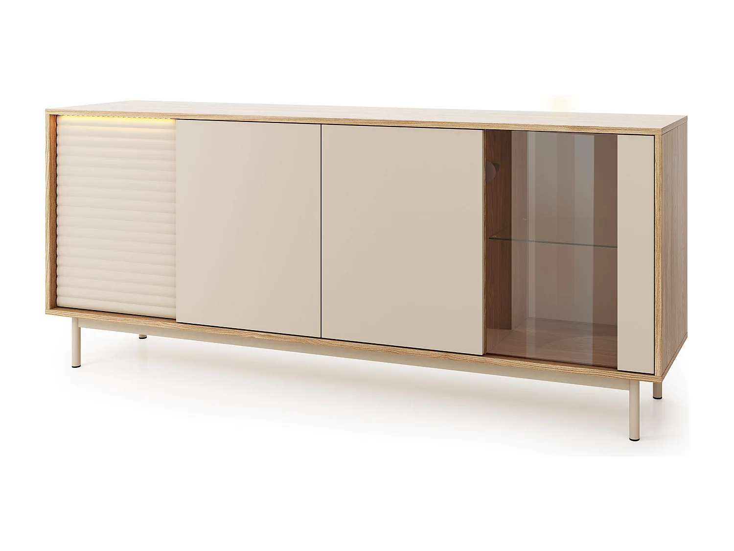 MINIO go for it, Commode LITA 2 avec vitrage, chêne huilé/cachemire