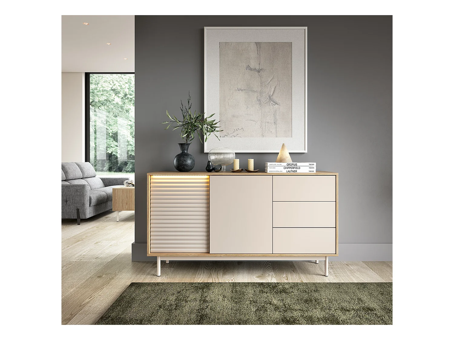 MINIO go for it, commode LITA 3, chêne huilé/cachemire