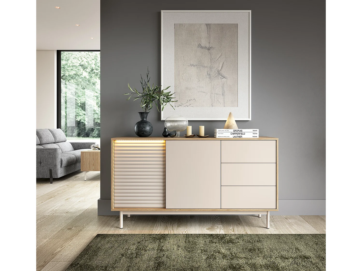 MINIO go for it, commode LITA 3, chêne huilé/cachemire