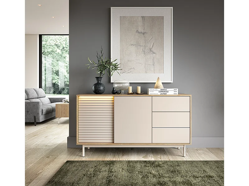 MINIO go for it, commode LITA 3, chêne huilé/cachemire