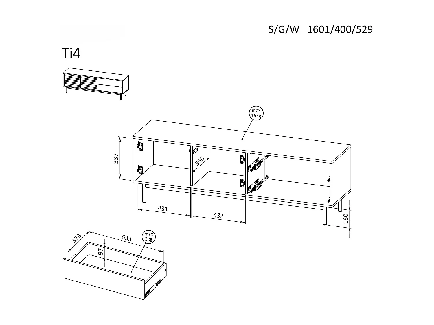 MINIO go for it, table TV LITA 4, chêne huilé/cachemire