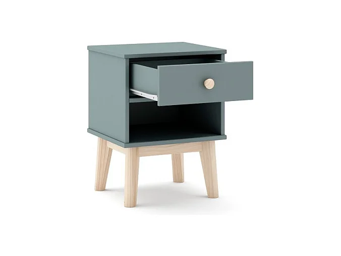 Mesita de noche juvenil Misty Breeze Verde Salvia - Oak Soft