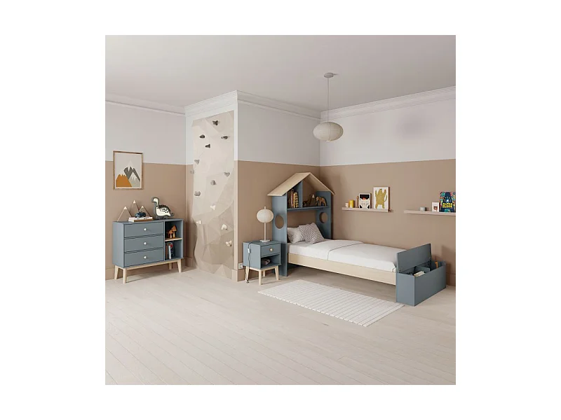 Mesita de noche juvenil Misty Breeze Verde Salvia - Oak Soft