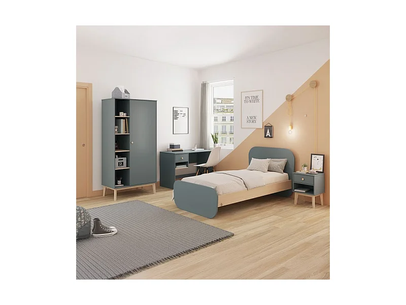 Mesita de noche juvenil Misty Breeze Verde Salvia - Oak Soft