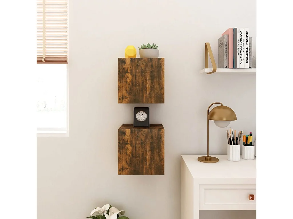 Ahakista  Meubles TV muraux 2 pcs Chêne fumé 30,5x30x30 cm