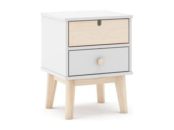 Mesita de noche Misty Cloud Blanco - Oak Soft