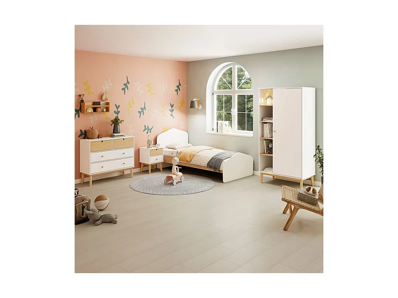 Mesita de noche Misty Cloud Blanco - Oak Soft