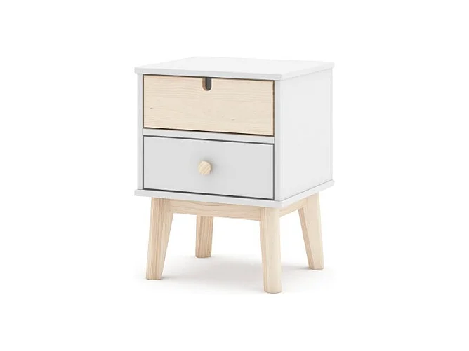 Mesita de noche Misty Cloud Blanco - Oak Soft