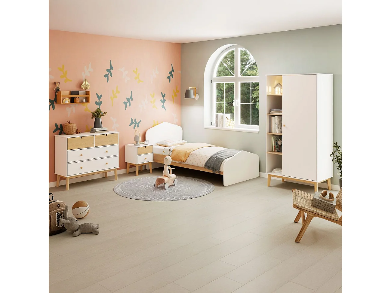 Mesita de noche Misty Cloud Blanco - Oak Soft