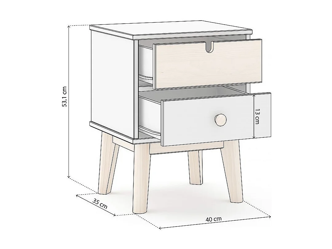 Mesita de noche Misty Cloud Blanco - Oak Soft