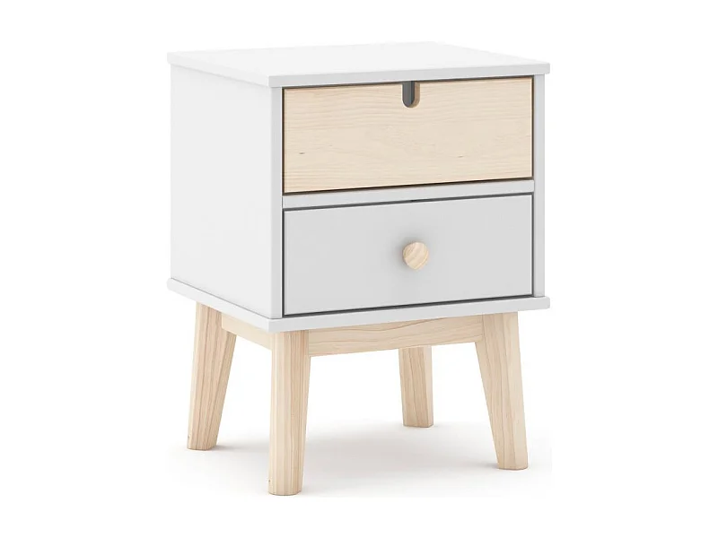 Mesita de noche Misty Cloud Blanco - Oak Soft