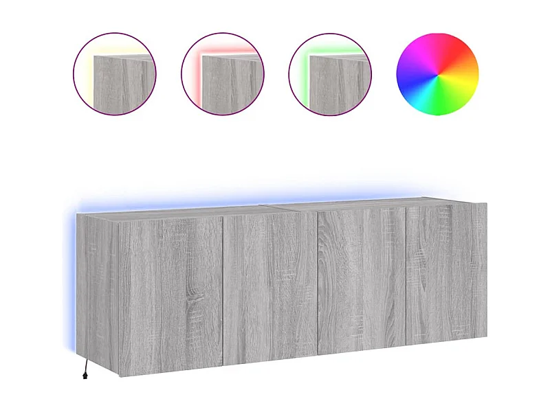 Gerben  Muebles TV de pared con luces LED 2 uds gris Sonoma 60x35x41 cm