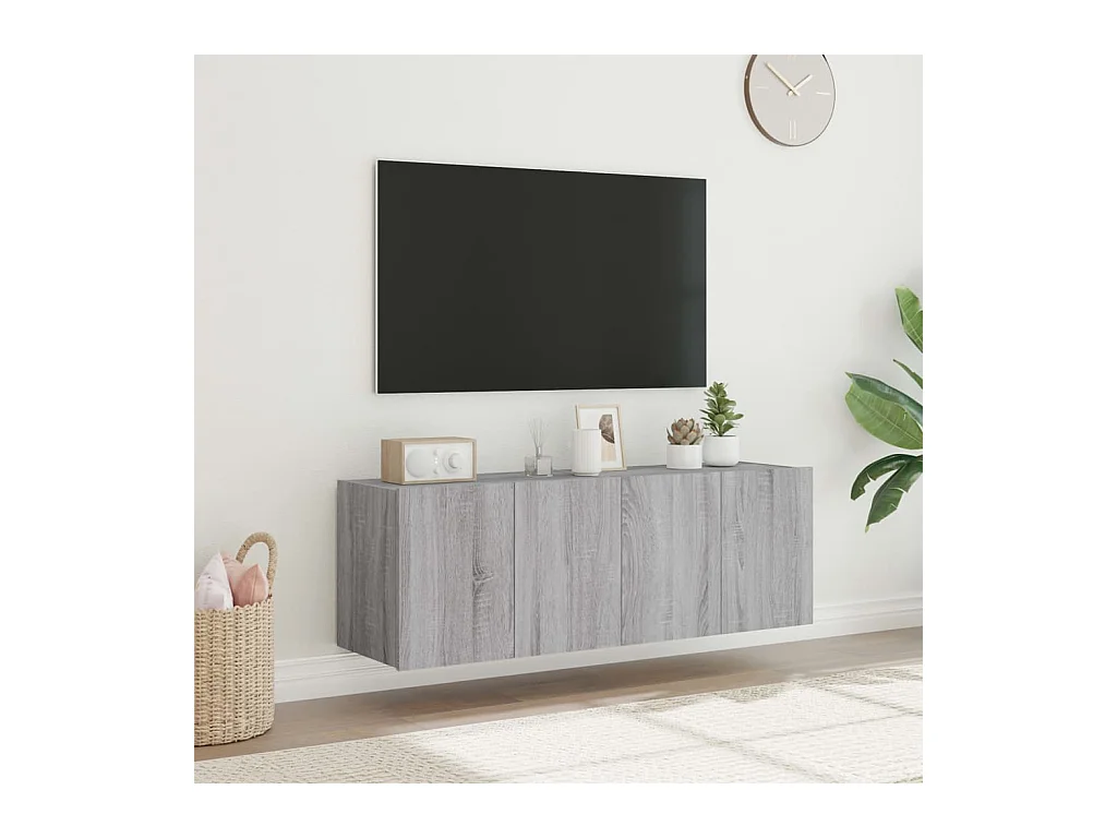 Gerben  Meubles TV muraux et lumières LED 2pcs sonoma gris 60x35x41 cm